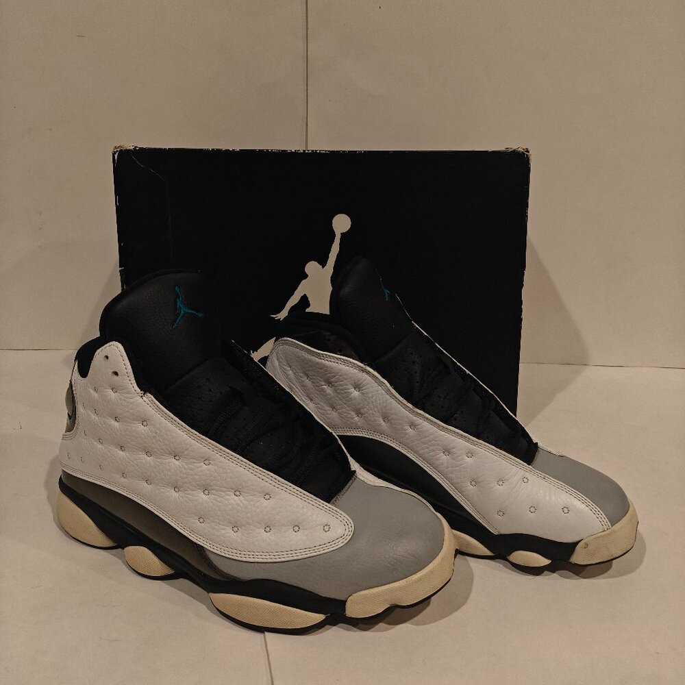 Air Jordan 13 Retro Barons Grey White Leather 414571-115 Men's Size 10.5 US